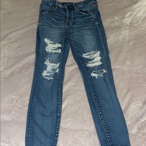 American Eagle Outfitters Ripped Blue Skinny Jeans